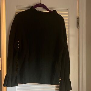 Black Ribbed Long-Sleeve Sweater
